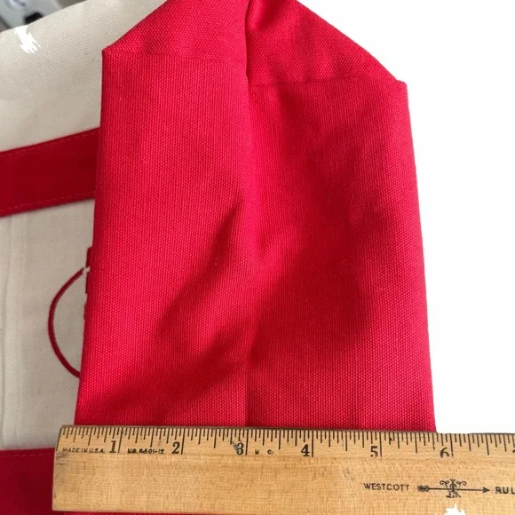 Trader Joe’s Red & White Canvas Tote Bag Reusable Shopping Bag - Picture 4 of 4